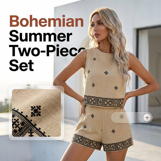 📢📢30% OFF !! ⏰Women's Bohemian Print Sleeveless Top & Shorts Set
