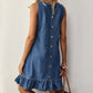 📢📢40% OFF !! ⏰Women's Sleeveless Denim Ruffle Hem Dress