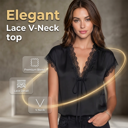 📢📢40% OFF !! ⏰Women's V-Neck Short Sleeve Lace Top
