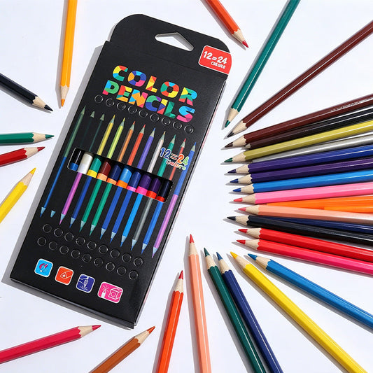📢📢33% OFF !! ⏰24 Colors Dual-Ended Colored Pencils Set