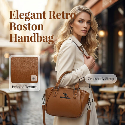 📢📢30% OFF !! ⏰Retro Boston Handbag – Pebbled Texture, Crossbody, Compact & Spacious 🎀