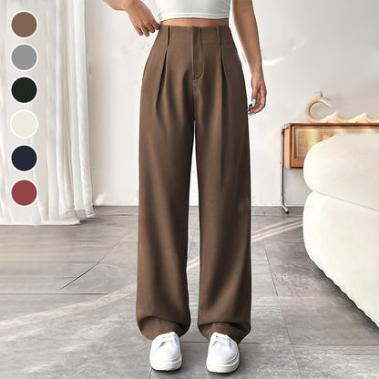 📢📢30% OFF !! ⏰ Women's High Waist Wide-Leg Pants – Belt Loops, Hidden Zipper, Flowing Fit 🌟