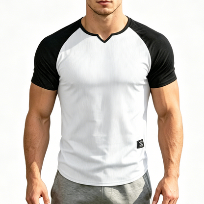 📢📢50% OFF !! ⏰Men's V-Notch Raglan Sleeve Athletic T-Shirt