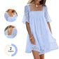 📢📢40% OFF !! ⏰Women's Square Neck Smocked Dress