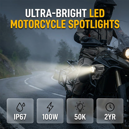 📢📢50% OFF !! ⏰Universal Motorcycle LED Spotlight Dual Color Auxiliary Driving Light