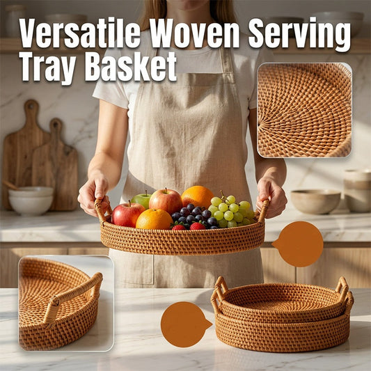 📢📢50% OFF !! ⏰ Round Imitation Rattan Serving Basket with Handles