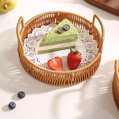 📢📢50% OFF !! ⏰ Round Imitation Rattan Serving Basket with Handles