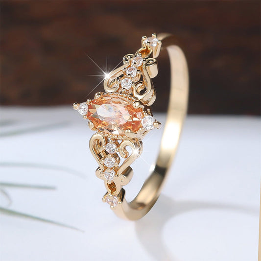 📢📢33% OFF !! ⏰Vintage Hollow Pattern Ring with Oval Rhinestone