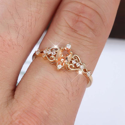 📢📢33% OFF !! ⏰Vintage Hollow Pattern Ring with Oval Rhinestone