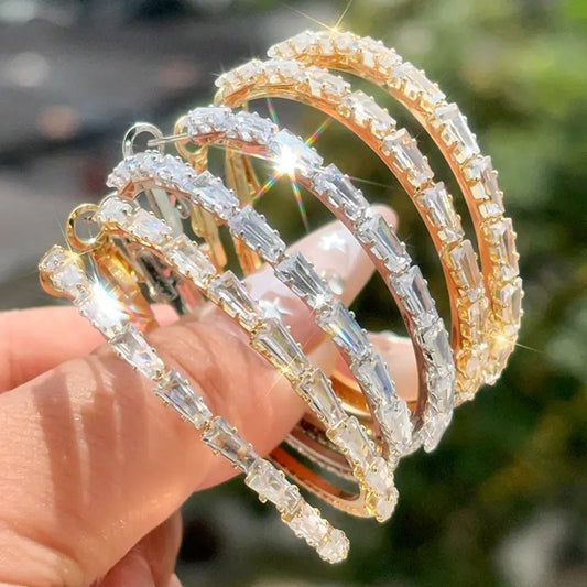 📢📢33% OFF !! ⏰Women's Sparkling Cubic Zirconia Hoop Earrings