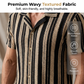 📢📢40% OFF !! ⏰Men's Breathable Vertical Stripe Short Sleeve – Wavy Texture, Cuban Collar, Relaxed Fit ✨