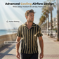📢📢40% OFF !! ⏰Men's Breathable Vertical Stripe Short Sleeve – Wavy Texture, Cuban Collar, Relaxed Fit ✨