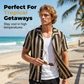 📢📢40% OFF !! ⏰Men's Breathable Vertical Stripe Short Sleeve – Wavy Texture, Cuban Collar, Relaxed Fit ✨