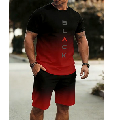 📢📢40% OFF !! ⏰Men's Gradient T-Shirt and Shorts Set
