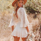 📢📢40% OFF !! ⏰Women's Lace Crochet Romper Dress with Built-in Shorts