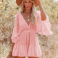 📢📢40% OFF !! ⏰Women's Lace Crochet Romper Dress with Built-in Shorts