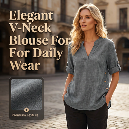 📢📢40% OFF !! ⏰Women's Casual Loose Fit V-Neck Blouse