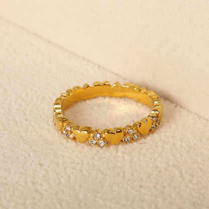 📢📢40% OFF !! ⏰ Women's Elegant Heart Eternity Ring – Micro-Paved Zircons, Stainless Steel, Stackable ✨