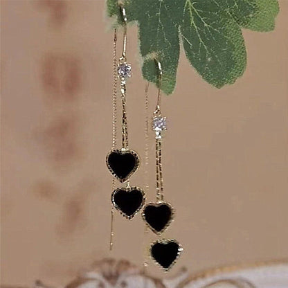 📢📢33% OFF !! ⏰Women’s Elegant Double Heart Tassel Earrings