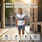 📢📢40% OFF !! ⏰Men's Two-Piece Shirt and Shorts Set – Digital Print, Athletic Fit, Wrinkle Resistant ✨