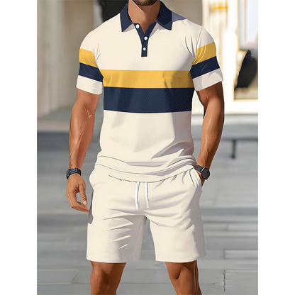 📢📢40% OFF !! ⏰Men's Two-Piece Shirt and Shorts Set – Digital Print, Athletic Fit, Wrinkle Resistant ✨