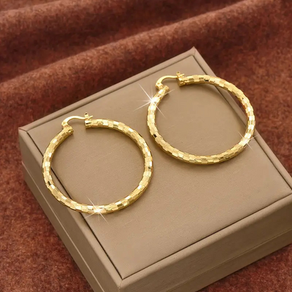 📢📢40% OFF !! ⏰Women’s Minimalist Textured Hoop Earrings Statement Round Jewelry