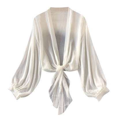 Women's Lightweight Chiffon Tie-Front Cardigan