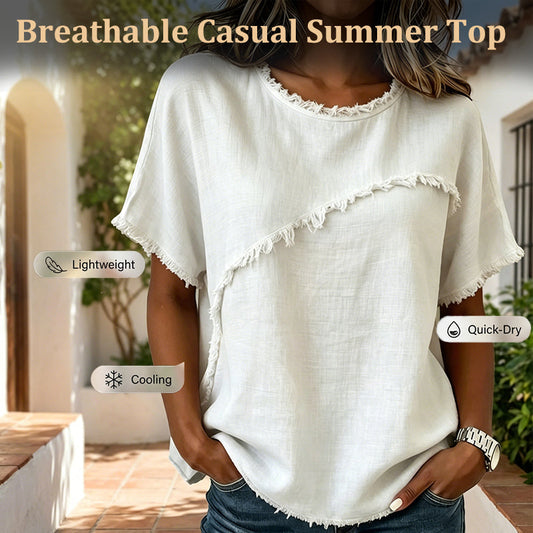 📢📢30% OFF !! ⏰Women’s Summer Top with Raw Edge Paneling