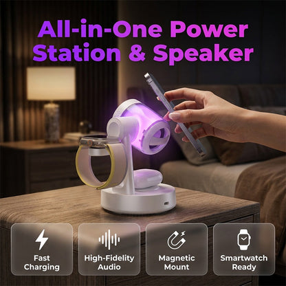 📢📢40% OFF !! ⏰3-in-1 Magnetic Wireless Charging Stand &Speaker