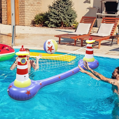 📢📢40% OFF !! ⏰Inflatable Rocket Ship Water Volleyball Net Set