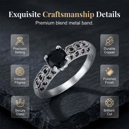 📢📢40% OFF !! ⏰Women's Vintage Black Zircon Ring
