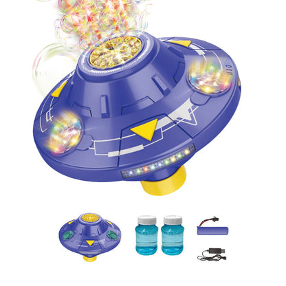 📢📢40% OFF !! ⏰ Smart Rotating UFO Bubble Machine – 360° Rotation, RGB Lights, Obstacle Avoidance ✨