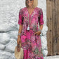 📢📢40% OFF !! ⏰Women's Vivid Printed V-Neck Midi Dress