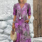 📢📢40% OFF !! ⏰Women's Vivid Printed V-Neck Midi Dress