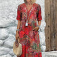 📢📢40% OFF !! ⏰Women's Vivid Printed V-Neck Midi Dress