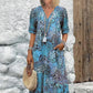 📢📢40% OFF !! ⏰Women's Vivid Printed V-Neck Midi Dress