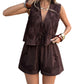 📢📢40% OFF !! ⏰Women's Summer Tie-Front Vest and Shorts Set