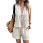 📢📢40% OFF !! ⏰Women's Summer Tie-Front Vest and Shorts Set