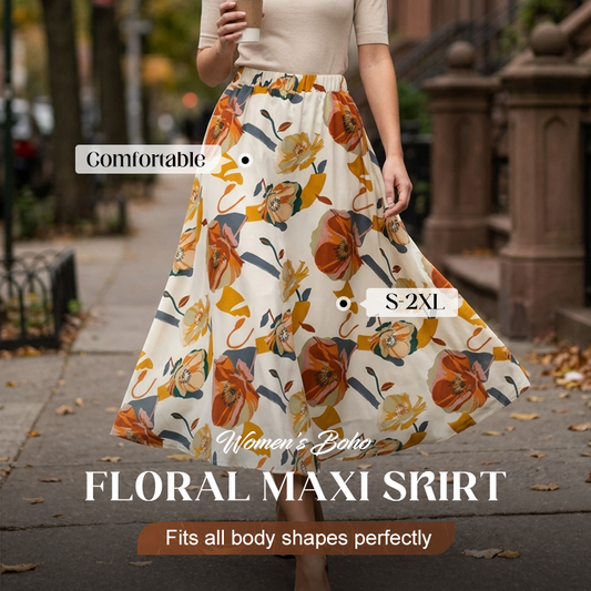 📢📢40% OFF !! ⏰Women's Boho Floral Maxi Skirt