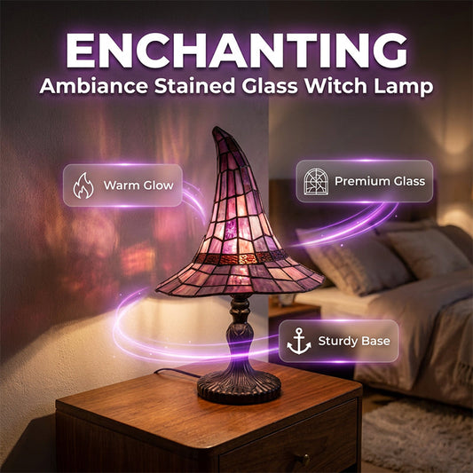 📢📢40% OFF !! ⏰Enchanting Ambiance Stained Glass Witch Lamp