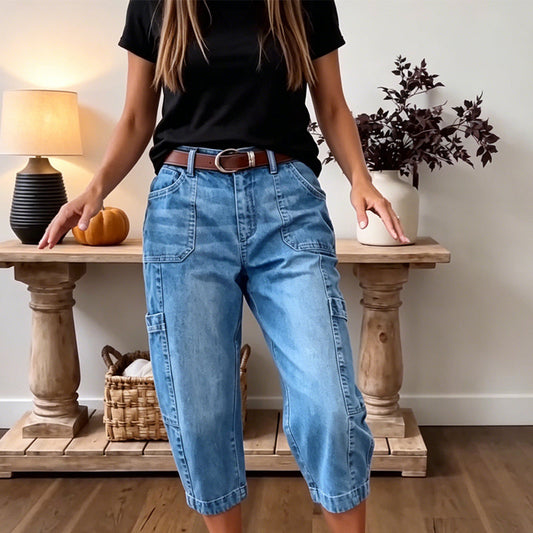 Pre-order 📢📢40% OFF !! ⏰Women's Casual Stretchy Cropped Denim Pants