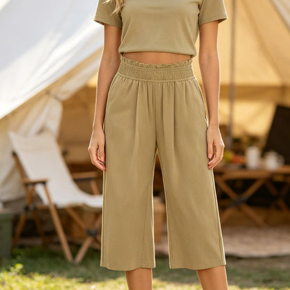 📢📢40% OFF !! ⏰Women's High-Waist Smocked Wide-Leg Pants