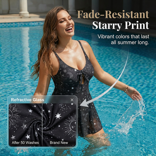 📢📢40% OFF !! ⏰Swimdress Starry Print Swimsuit