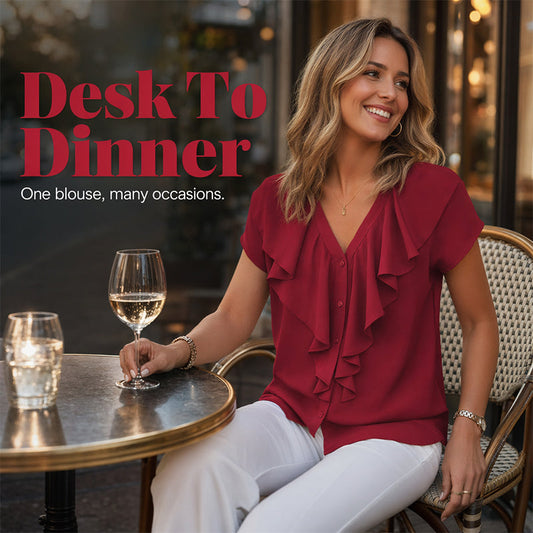 📢📢40% OFF !! ⏰Elegant Ruffle V-Neck Blouse