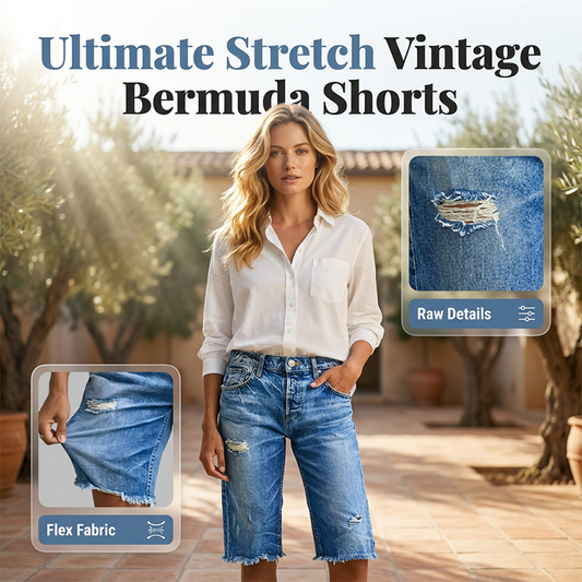 📢📢40% OFF !! ⏰Women's Casual Distressed Denim Bermuda Shorts👖