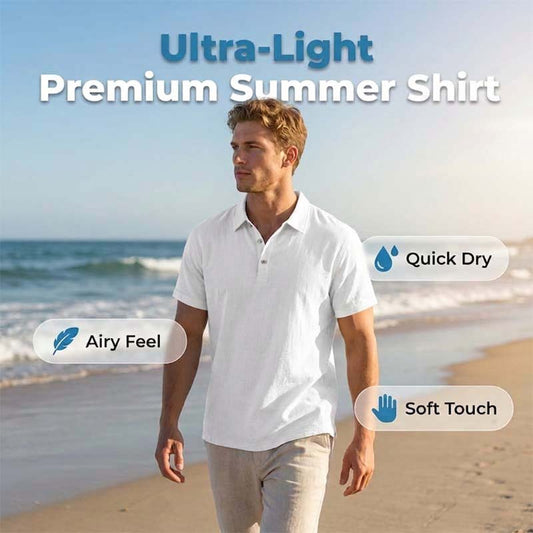 📢📢40% OFF !! ⏰Men's Linen Casual Breathable Short Sleeve Collared Shirt