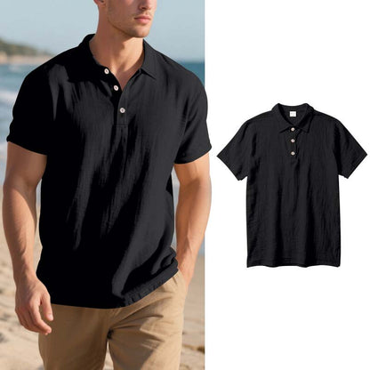 📢📢40% OFF !! ⏰Men's Linen Casual Breathable Short Sleeve Collared Shirt