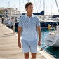 📢📢40% OFF !! ⏰Men's Geometric Print Collared Top & Shorts Set