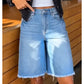 Women’s Casual High Waisted Fringed Denim Shorts