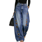 📢📢40% OFF !! ⏰Women's Wide-Leg Jeans with Grommet Detail